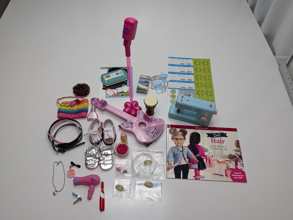 American Girl Accessories Lot For 18" Dolls Hair Travel Sandals Music Grooming
